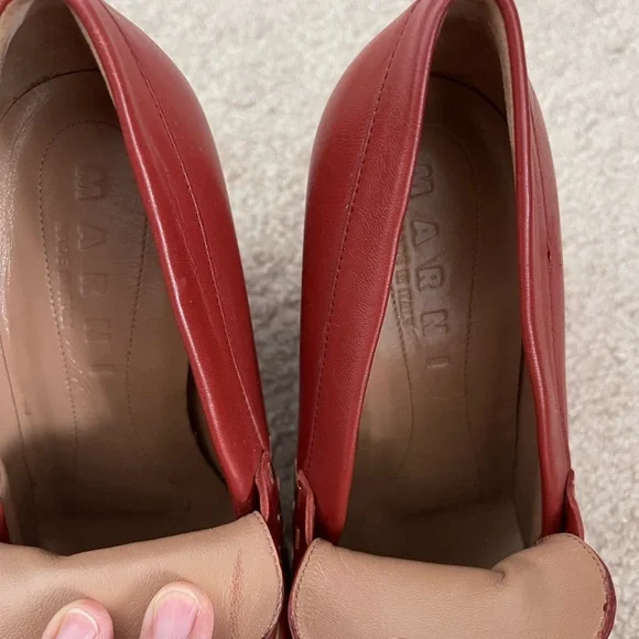 Marni Dark Red / Brown and Gold Shoes with Decorative Metal Rings - Picture 6 of 8